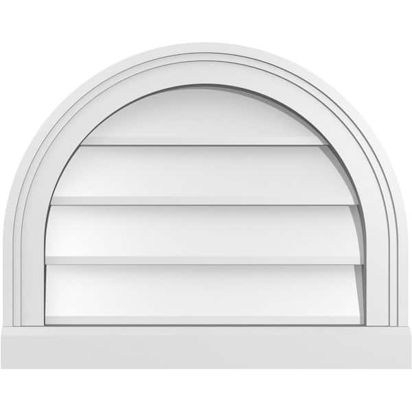 Ekena Millwork 20 in. x 16 in. Round Top White PVC Paintable Gable Louver Vent Non-Functional