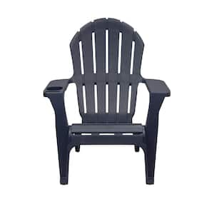 Midnight Blue Plastic Adirondack Chair with Cup and Phone Holder