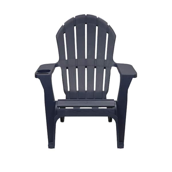 StyleWell Midnight Blue Plastic Adirondack Chair with Cup and Phone Holder