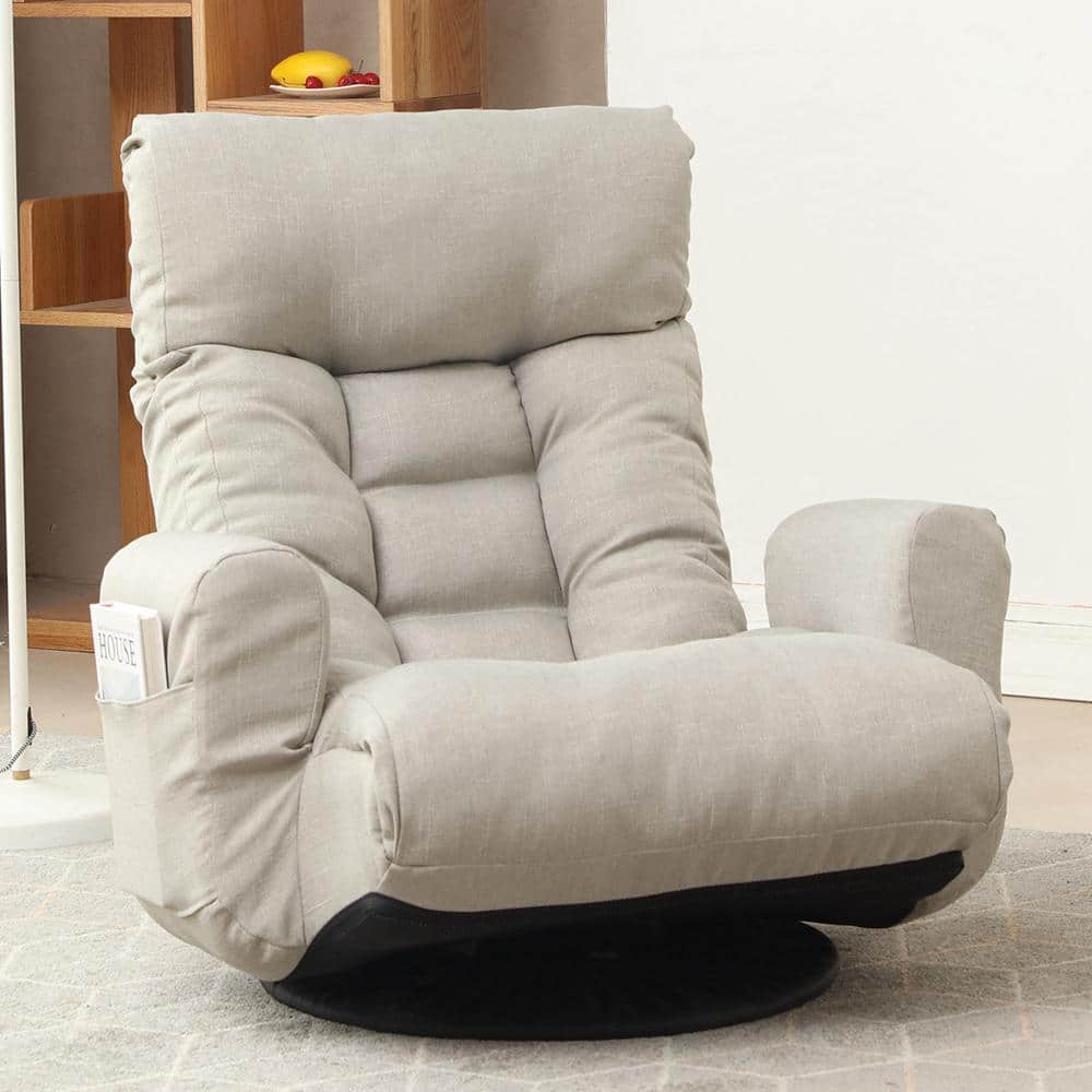 Z-joyee Gray Linen Lounge Chair Leisure Chair LJP-W24434951 - The Home Depot
