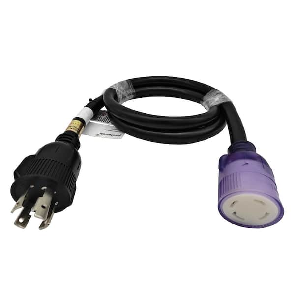 parkworld 6 ft. 10/4 30 Amp 125/240-Volt Twist Lock 4-Prong Indoor/Outdoor NEMA L14-30 Generator Extension Cord, Black, UL Listed