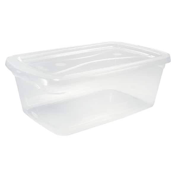 6 Qt. Latching Plastic Storage Tote Container and Lid, Clear (12-Pack)