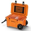 TAZPI 27.5 in. 55 qt. Cooler with Wheels, Warming Drawer, Leak-Proof Outdoor Insulated Cooler with Handle, Cup Holders, Orange 1-QN45-1O
