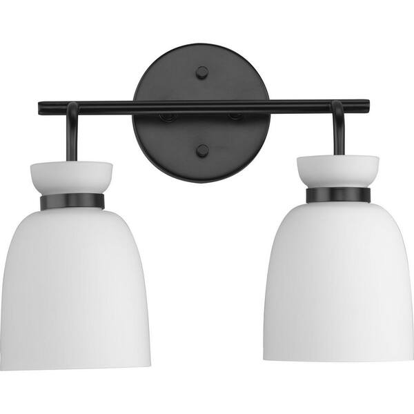 Progress Lighting Lexie 14 in. 2-Light Matte Black Vanity Light