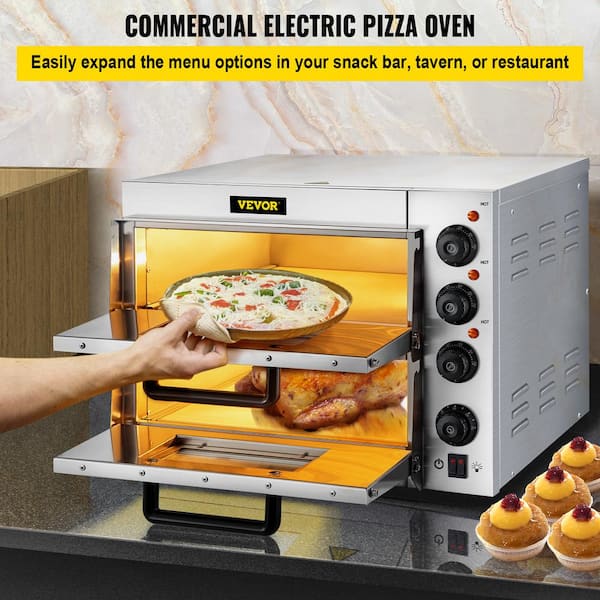 VEVOR Electric Pizza Oven 14 in. Double Deck Layer Stainless Steel