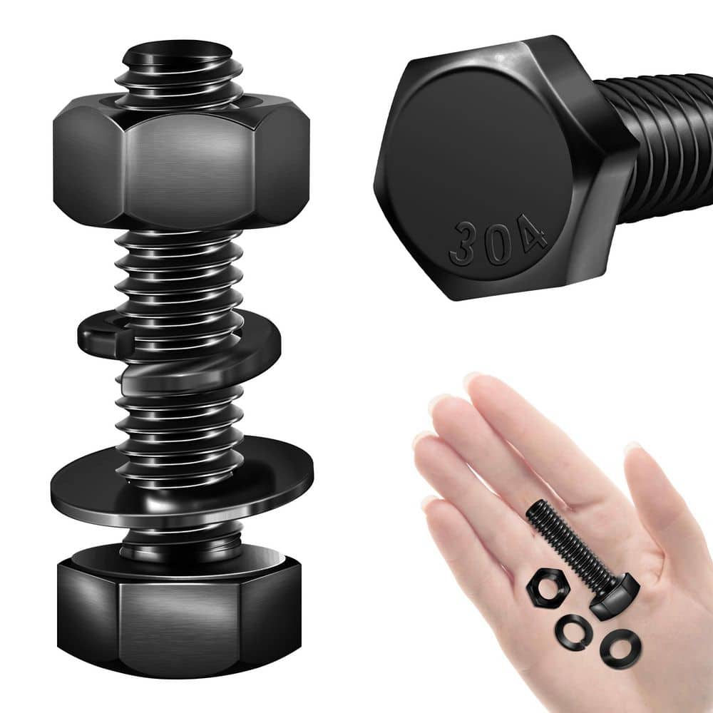 5/16 in.-18 x 1-1/4 in. Black Oxide Stainless Steel Hex Bolt with Nut, Washer and Lock Washer (10-Pack) price history on PriceWatchPro