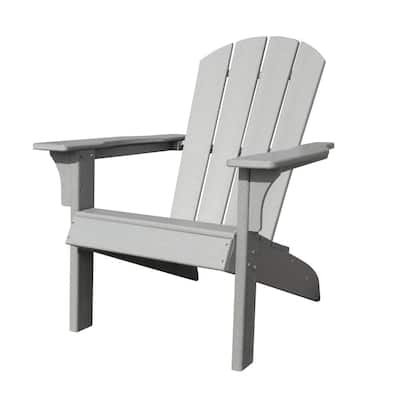 Waller 37 in. Gray Casual Plastic Adirondack Chair with Fan-Shaped Backrest and Armrests