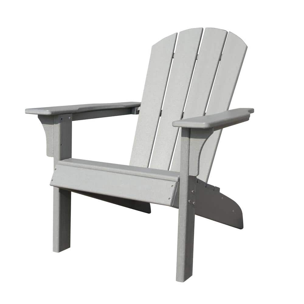 Inner Decor Gray Plastic Adirondack Chair with Fan-Shaped Backrest and ...