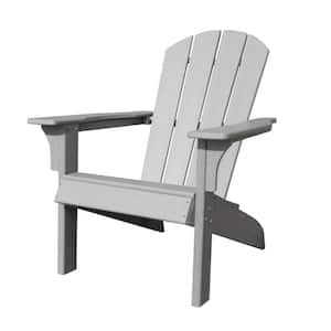 Gray Plastic Adirondack Chair with Fan-Shaped Backrest and Armrests