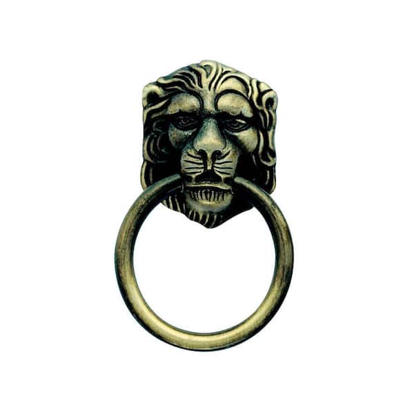 Amerock 1-1/2 in. Antique Brass Lion Head Ring Pull