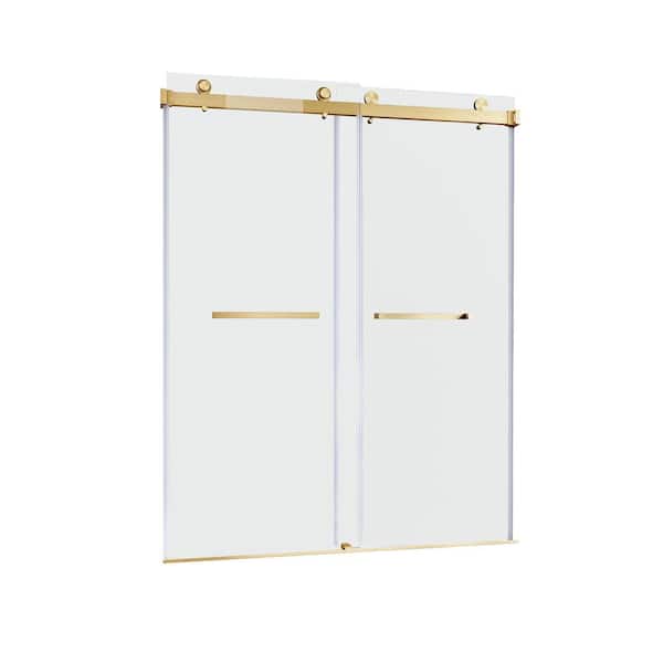 WEGATE 60 in. x 76 in. 2 Panel Brushed Gold Painted Composite Sliding Door with Stainless Steel Hardware