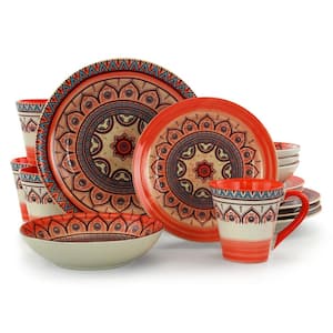 Zen 16-Piece Casual Orange Stoneware Dinnerware Set (Service for 4)
