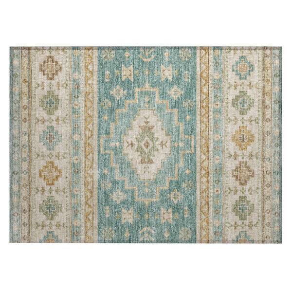 Chantille Machine Washable Indoor/Outdoor Abstract ACN3125 Aqua 3 ft. x 4 ft. Area Rug