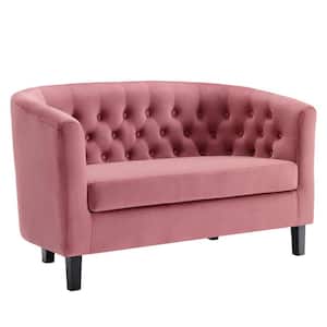 Prospect 49 in. Dusty Rose Velvet 2-Seater Loveseat with Round Arms