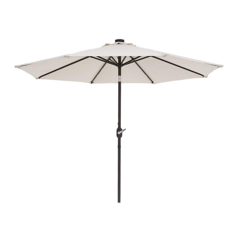 Large 9 ft. Steel Market Solar Patio Umbrella in Beige