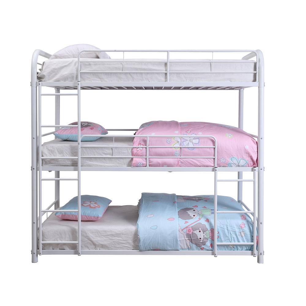 Acme Furniture Cairo White Triple Twin, 3 In 1 Bunk Beds