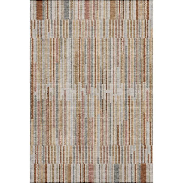 Mayfield Premium Machine Washable Abstract AMF2102 Paprika 5 ft. x 7 ft. 6 in. Area Rug