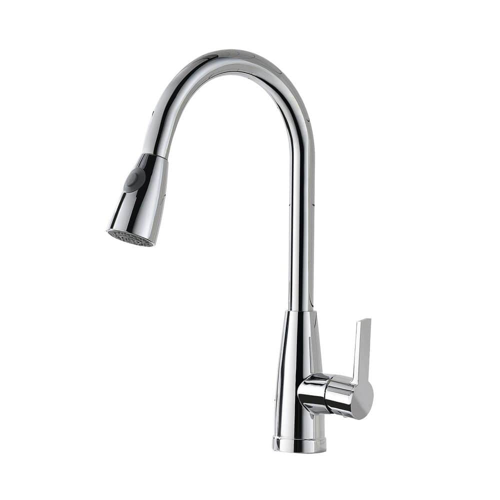 17.12 in. Single Handle 360° Spout Swivel Pull Down Sprayer Kitchen Faucet