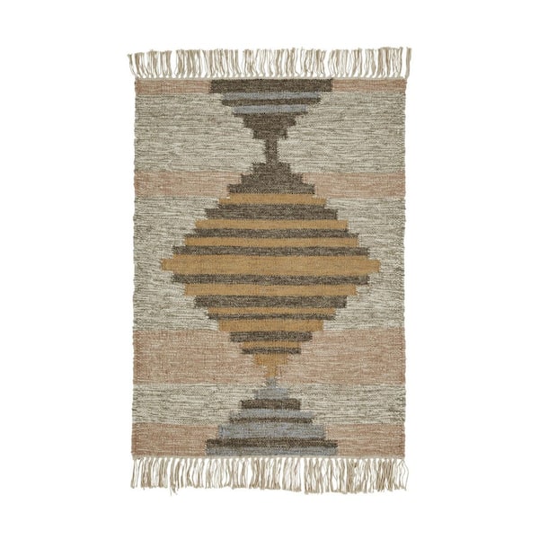 SUPERIOR Sayah Vanilla Cream 2 ft. x 3 ft. Eco-Friendly Modern Geometric Handwoven Wool and Cotton Area Rug