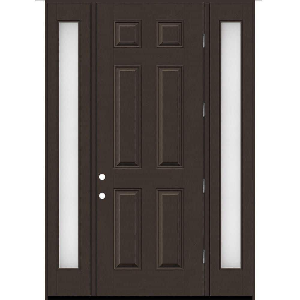 Regency 64 in. x 96 in. 6 Panel LHOS Hickory Stain Mahogany Fiberglass Prehung Front Door w/Obscure12in. SLs 4-9/16 price history on PriceWatchPro