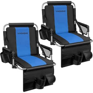 2-Pack Portable Blue Stadium Seats with Back Support and Cushion