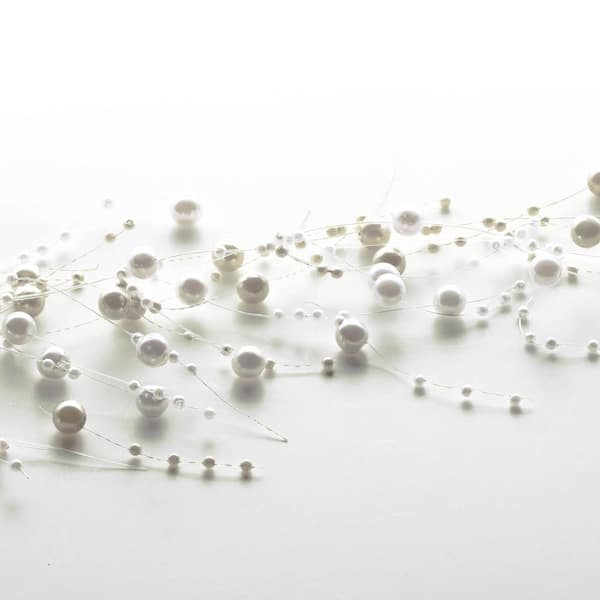 SULLIVANS 5 ft. Ivory Acrylic Unlit Artificial Christmas Garland with Beads