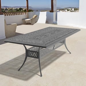 86.61 in. (L) x 42.32 in. (W) Black Rectangle Cast Aluminum Outdoor Dining Table