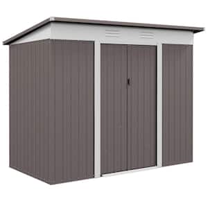 8 ft. x 4 ft. Metal Garden Shed, Backyard Tool Storage Shed with Dual Locking Doors, Steel Frame, Silver (27.8 sq. ft.)