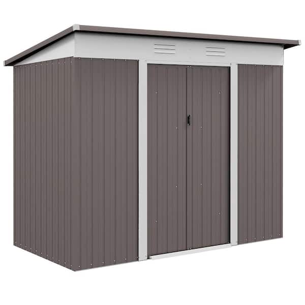 Outsunny 8 ft. x 4 ft. Metal Garden Shed, Backyard Tool Storage Shed with Dual Locking Doors, Steel Frame, Silver (27.8 sq. ft.)