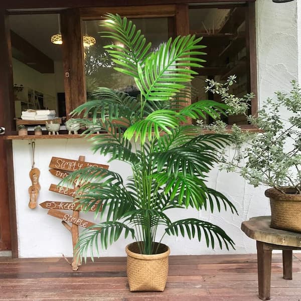 Afoxsos 25.59 in. 4ft Artificial Green Indoor Outdoor Palm Tree
