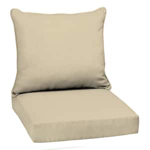 22 in. x 24 in. 2-Piece Deep Seating Outdoor Lounge Chair Cushion in Tan Leala