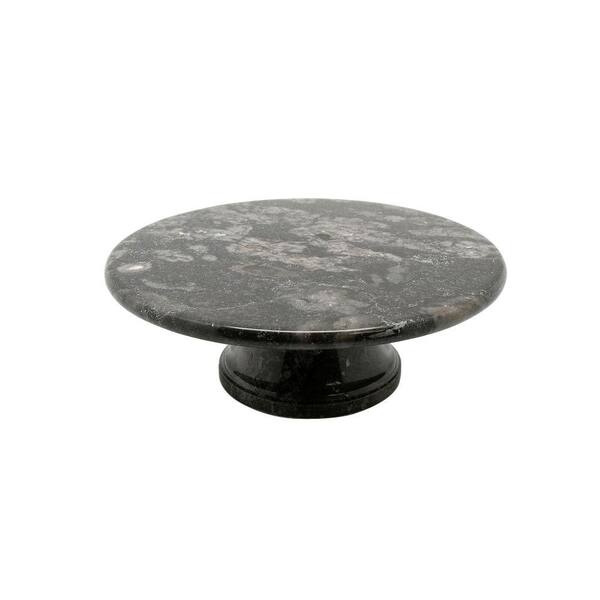 Creative Home 10 in. x 10 in. x 3.125 in. Cake Plate on Pedestal in Charcoal Marble