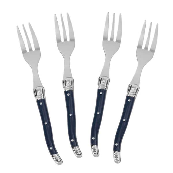 Laguiole Cake Forks, Set of 4 Stainless-Steel with Navy Handles