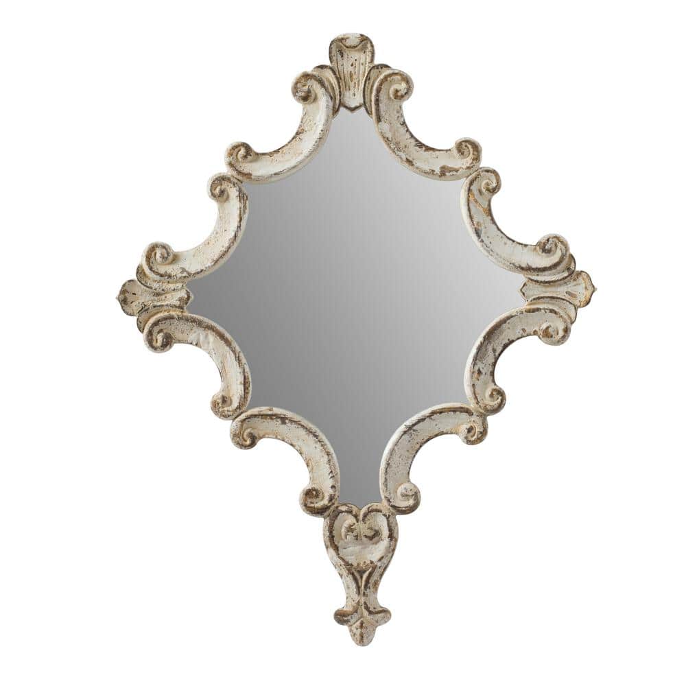 30 in. W x 23.5 in. HArtistic White Diamond Scrollwork Mirror, Home Accent 