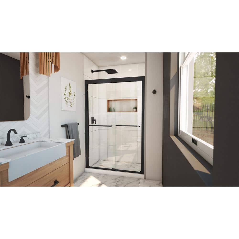 Matte Black 48" x 72" Semi-Frameless Sliding Shower Door