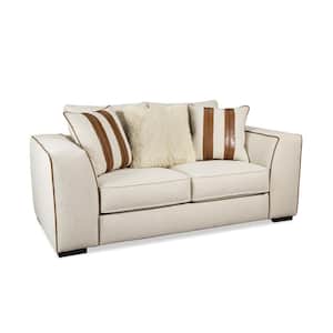 Marissa 81 in. Light Beige Polyester Boucle 2-Seater With Reversible Cushions