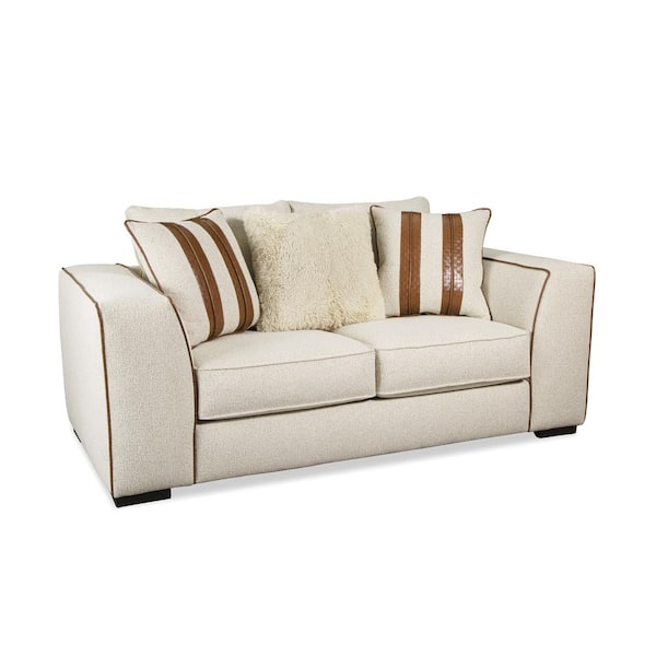 Furniture of America Marissa 81 in. Light Beige Polyester Boucle 2-Seater With Reversible Cushions