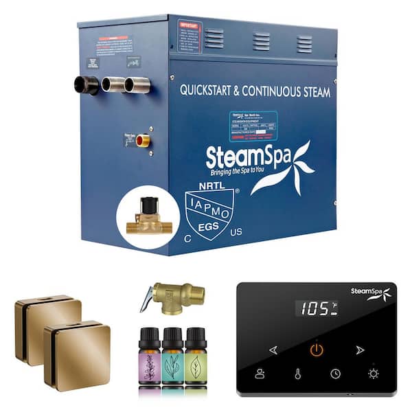 Oasis Series 10500-Watt Steam Generator with Continuous Steam Fully Wireless Control and Auto-Drain in Gold