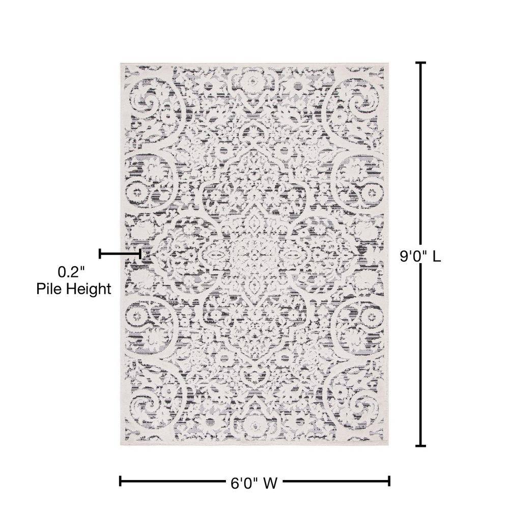 Cabana Ivory and Gray Geometric Indoor/Outdoor Rug