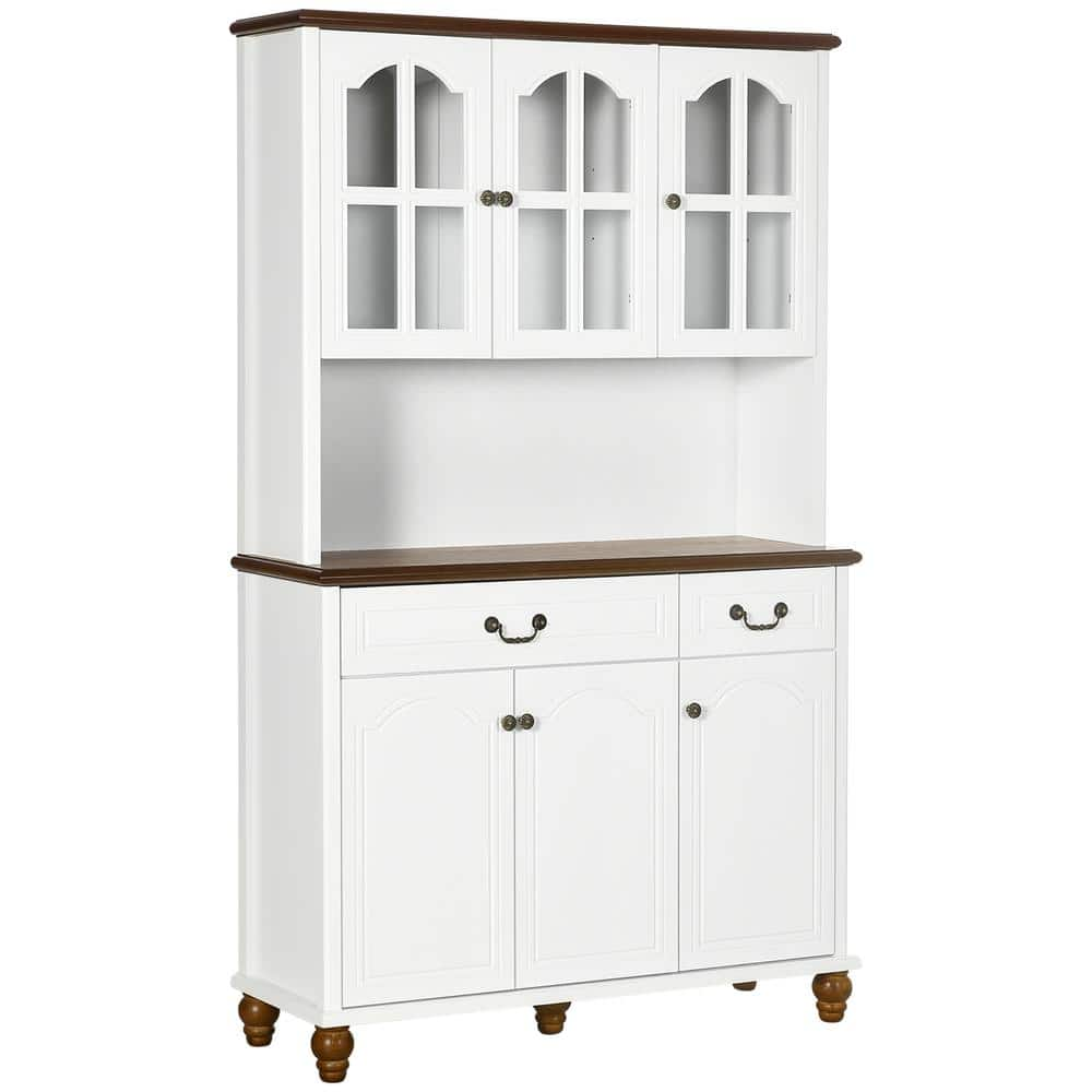 Reviews For HOMCOM White Wood 43.25 In. Pantry Cabinet With 6 Soft ...