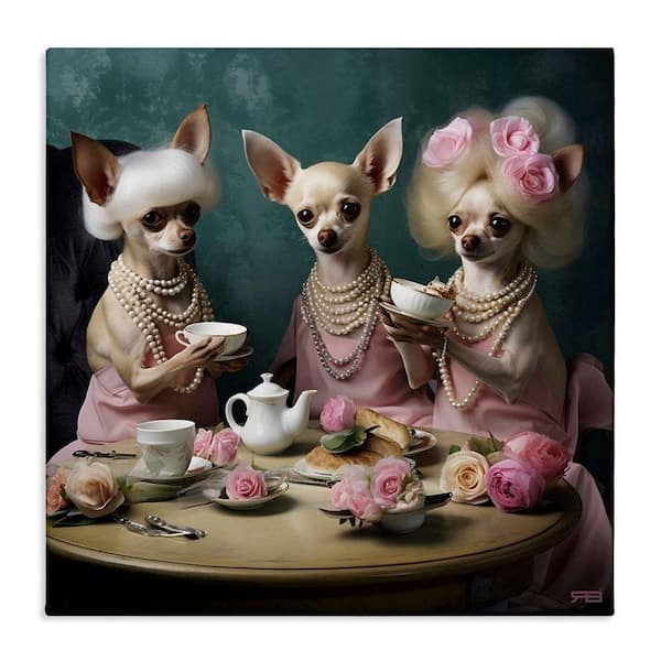 Chihuahua Tea Party by RB Unframed Graphic Art Print Animal 17 in. x 17 in.
