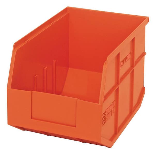 QUANTUM STORAGE SYSTEMS Stackable Shelf 12-Qt. Storage Tote in Orange (6-Pack)