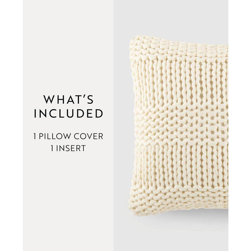 Ivory Chunky Knit Acrylic Throw Pillow Set