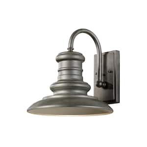 Redding Station Small 1-Light Tarnished Silver Outdoor Wall Lantern Sconce with Turtle Friendly Amber 7W PAR20 LED Bulb