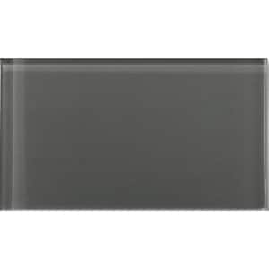 Lucente Pewter 3.15 in. x 6.46 in. Glass Wall Tile (0.14 sq. ft.)