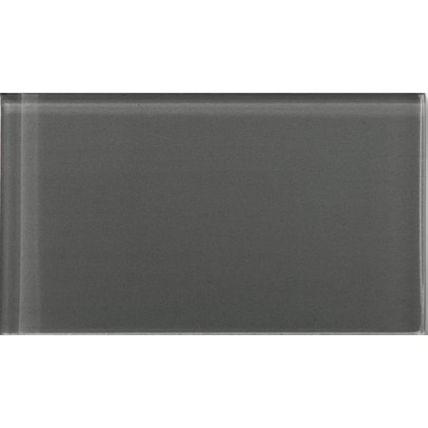 EMSER TILE Lucente Pewter 3.15 in. x 6.46 in. Glass Wall Tile (0.14 sq. ft.)