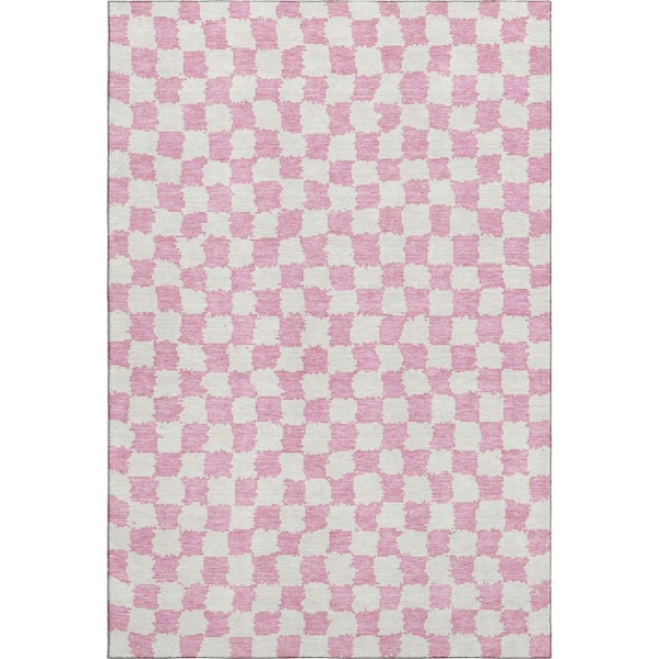 Mayfield Premium Machine Washable Abstract AMF1958 Pink 5 ft. x 7 ft. 6 in. Area Rug