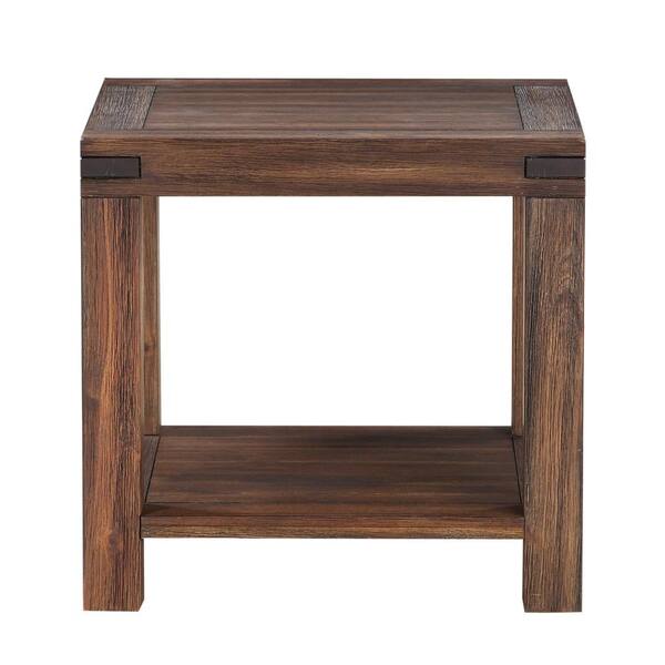 Meadow Brick Brown Solid Acacia End Table 3f4122 The Home Depot