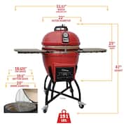 22 in. Kamado S-Series Ceramic Charcoal Grill in Chili Red with Cover, Cart, Side Shelves, 2 Cooking Grates, Ash Drawer