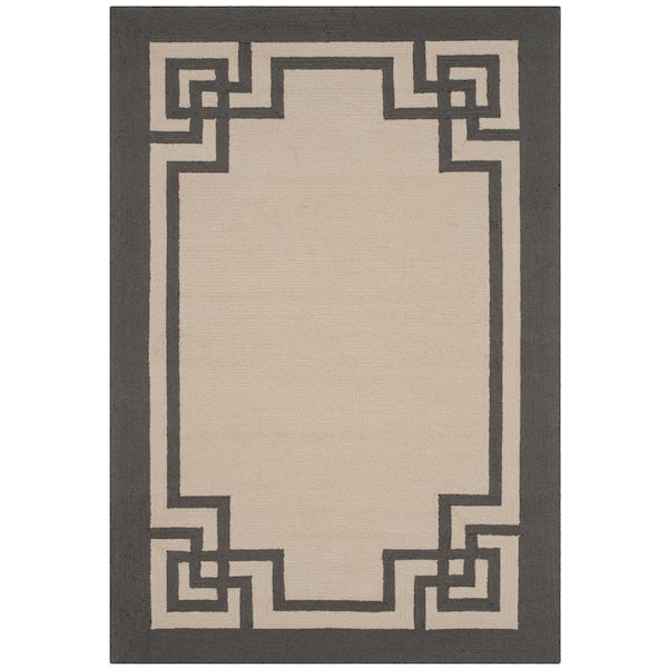 Four Seasons 4 ft. x 6 ft. Ivory/Charcoal Geometric Border Area Rug